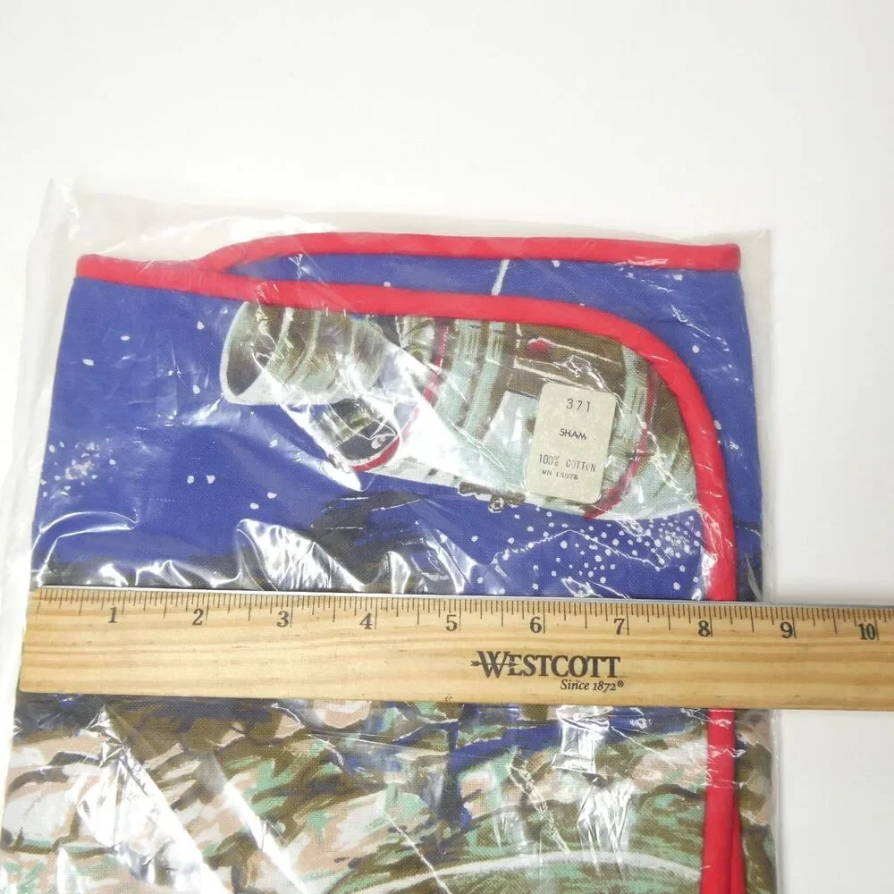 Space Race Moon Landing Sheets Spiegel Cotton Bunk & Sham Vintage NOS 1960s